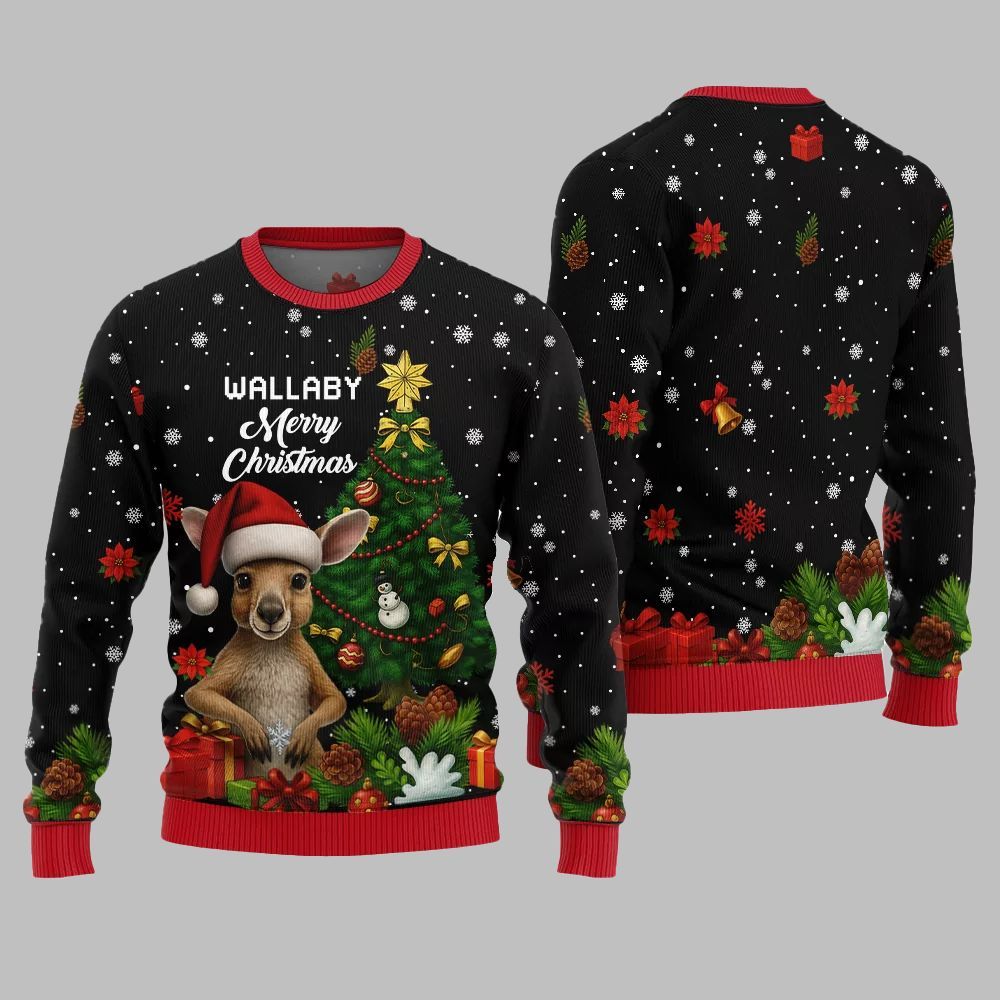 2025 Christmas Wallaby Merry Christmas Ugly Christmas Sweater - Image 4