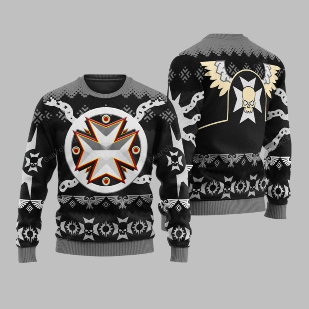 2025 Christmas Warhammer Black Templars Iconic Ugly Christmas Sweater - Grishko.com