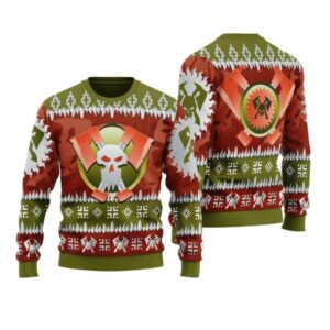 Alternative view of 2025 Christmas Warhammer Blood Axe Orks Iconic Ugly Christmas Sweater - Grishko.com