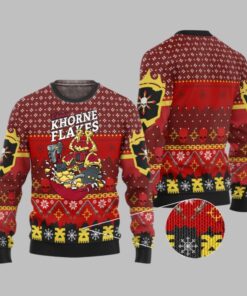 2025 Christmas Warhammer Chaos Khorne Flakes Iconic Ugly Christmas Sweater 