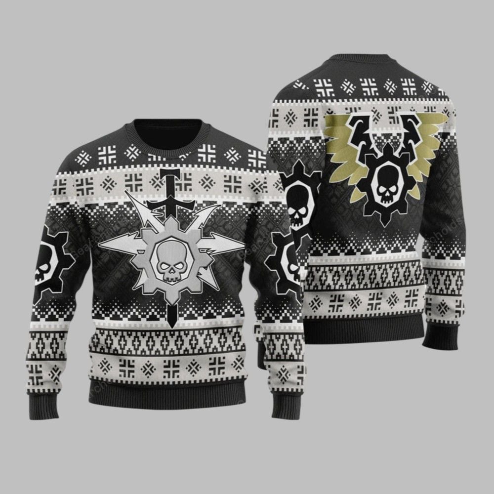 2025 Christmas Warhammer Chaos Knights House Vextrix Iconic Ugly Christmas Sweater - Grishko.com