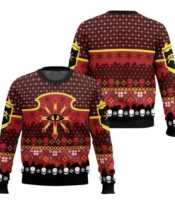 Alternative view of 2025 Christmas Warhammer Chaos Reigns Khorne Iconic Ugly Christmas Sweater 