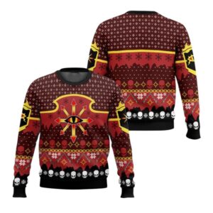 Alternative view of 2025 Christmas Warhammer Chaos Reigns Khorne Iconic Ugly Christmas Sweater - Grishko.com