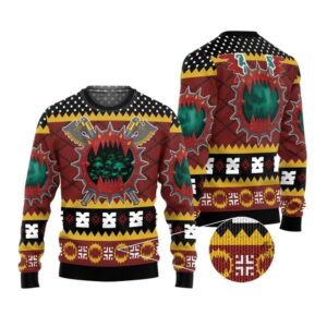 Alternative view of 2025 Christmas Warhammer Chaos Space Marine World Eaters Iconic Ugly Sweater - Grishko.com