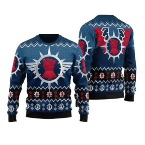 Alternative view of 2025 Christmas Warhammer Crimson Fists Iconic Ugly Christmas Sweater - Grishko.com