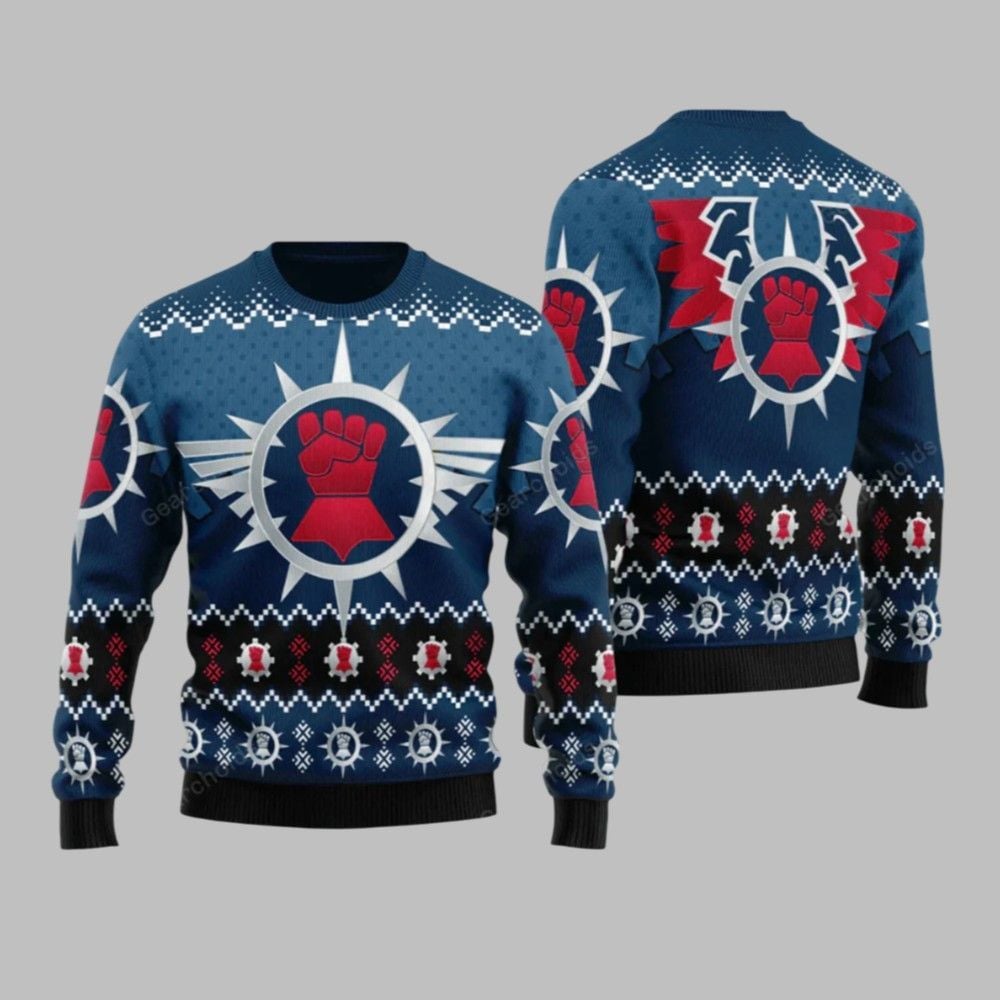 2025 Christmas Warhammer Crimson Fists Iconic Ugly Christmas Sweater - Grishko.com