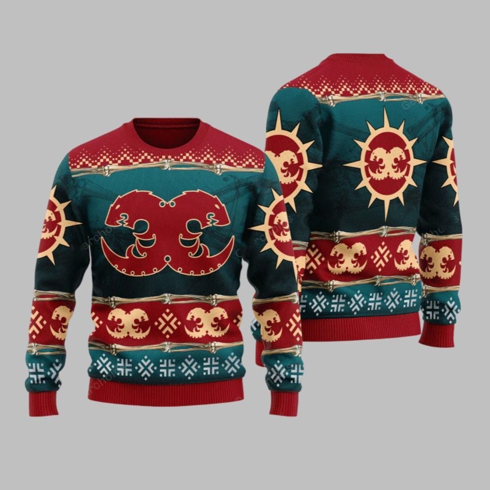 2025 Christmas Warhammer Hive Fleet Behemoth Iconic Ugly Christmas Sweater - Grishko.com