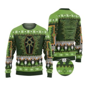 Alternative view of 2025 Christmas Warhammer Nefarious Necron Iconic Ugly Christmas Sweater - Grishko.com