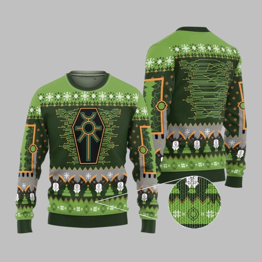 2025 Christmas Warhammer Nefarious Necron Iconic Ugly Christmas Sweater - Grishko.com