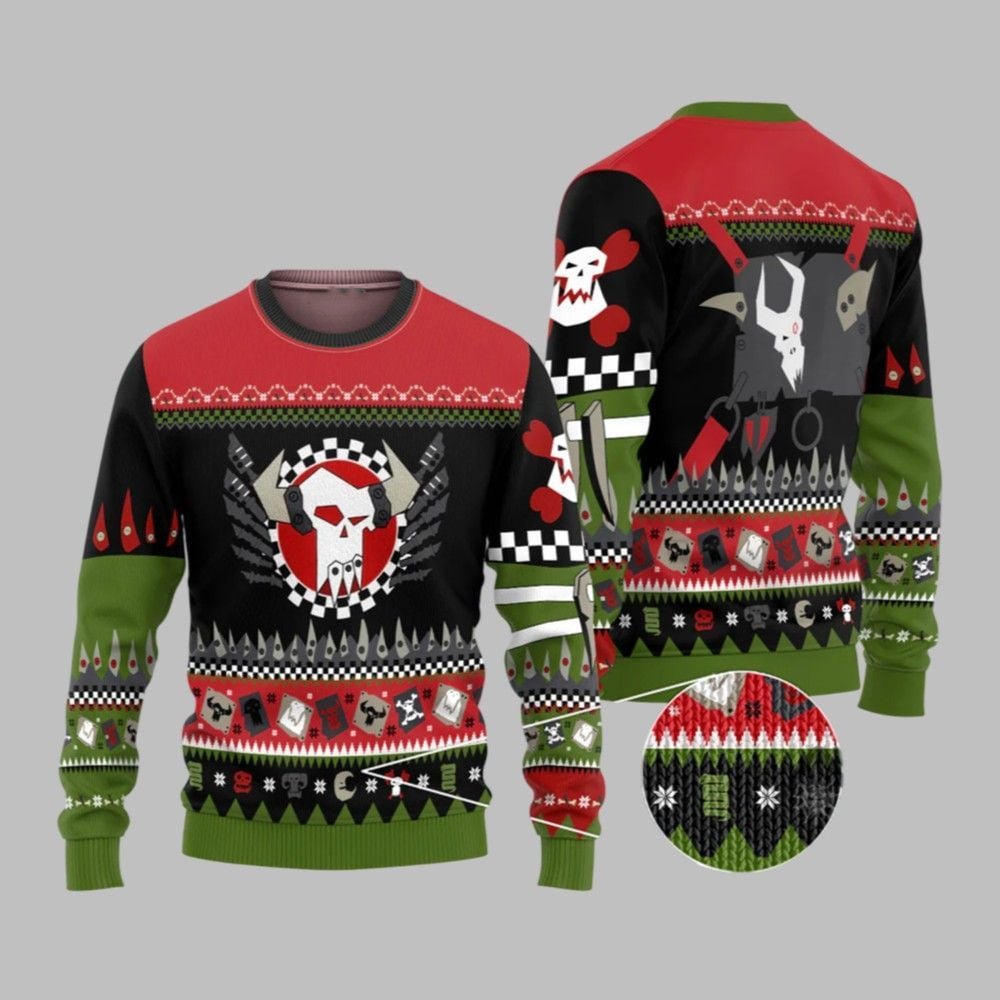 2025 Christmas Warhammer Orks Iconic Ugly Christmas Sweater - Grishko.com