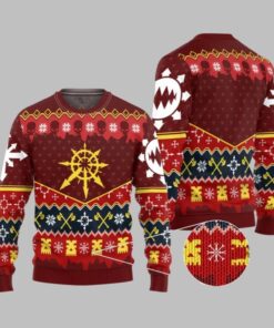 2025 Christmas Warhammer Slay Bells Ring Khorne Chaos Iconic Ugly Christmas Sweater 