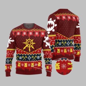 2025 Christmas Warhammer Slay Bells Ring Khorne Chaos Iconic Ugly Christmas Sweater - Grishko.com