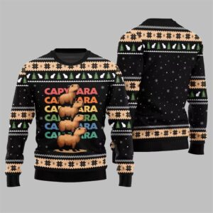 Alternative view of 2025 Christmas We Bare Capybara Ugly Sweater - Grishko.com