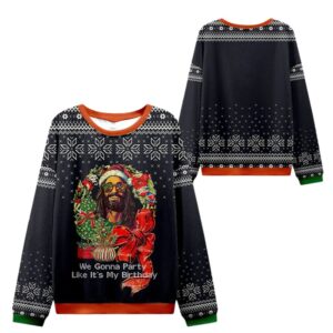 Alternative view of 2025 Christmas We Gonna Party Like Its My Birthday Ugly Sweater - Grishko.com