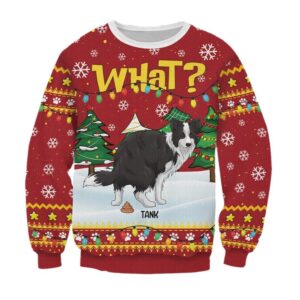 Alternative view of 2025 Christmas What Pooping Dog Christmas Ugly Sweatshirt - Grishko.com
