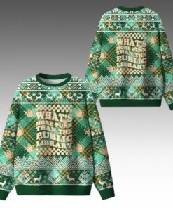 Alternative view of 2025 Christmas What's More Punk Than The Public Library Ugly Sweater 