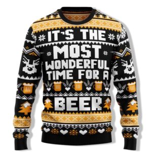 Alternative view of 2025 Christmas Wonderful Time For A Beer Ugly Sweater - Grishko.com