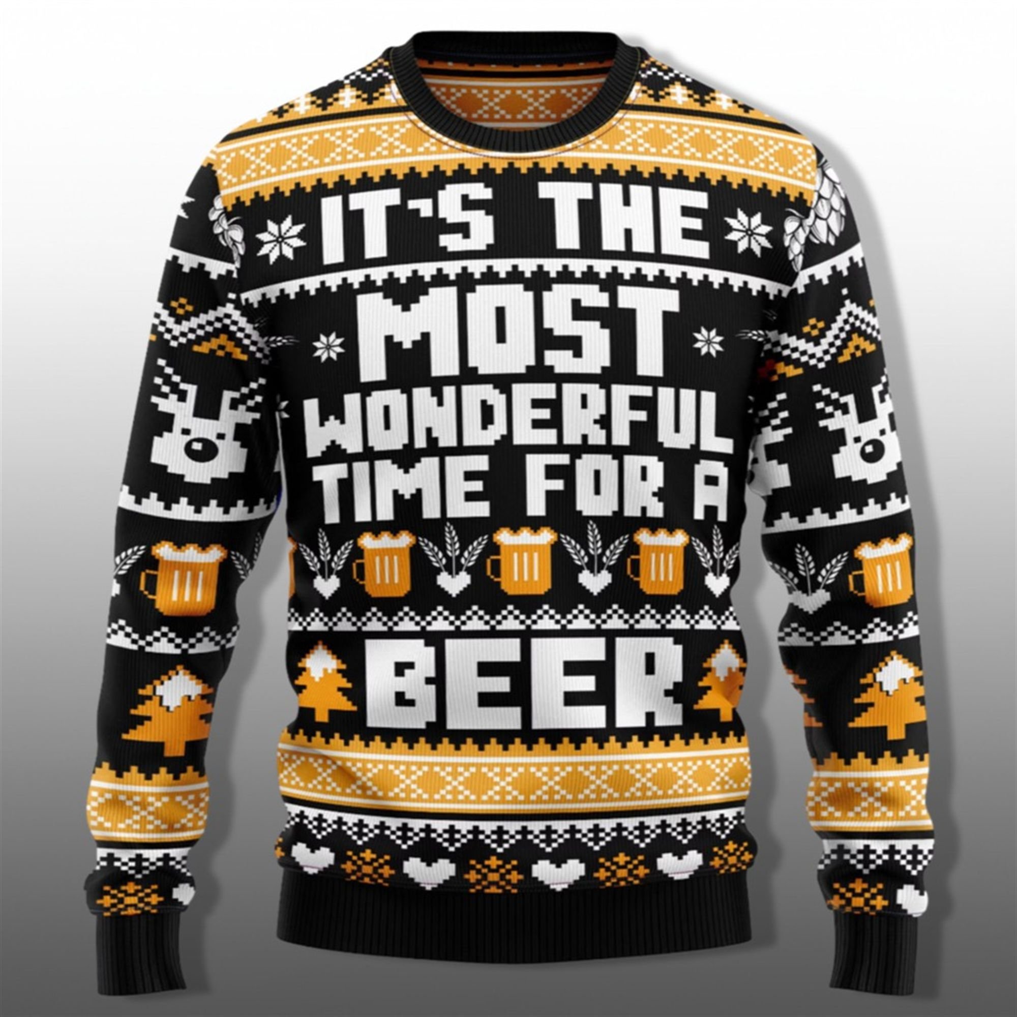 2025 Christmas Wonderful Time For A Beer Ugly Sweater - Grishko.com