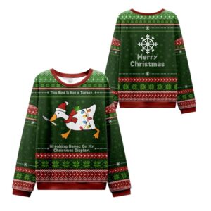Alternative view of 2025 Christmas Wreaking Goose Havoc Ugly Sweater - Grishko.com