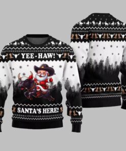 Alternative view of 2025 Christmas Yee Haw Santas Here Ugly Christmas Sweater 