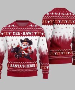 2025 Christmas Yee Haw Santas Here Ugly Christmas Sweater 