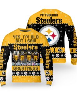 Alternative view of 2025 Christmas Yes I Am Old But I Saw Steelers Greatness Ugly Sweater 