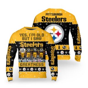 Alternative view of 2025 Christmas Yes I Am Old But I Saw Steelers Greatness Ugly Sweater - Grishko.com