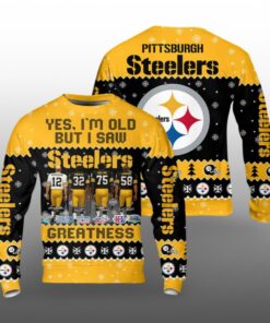 2025 Christmas Yes I Am Old But I Saw Steelers Greatness Ugly Sweater 