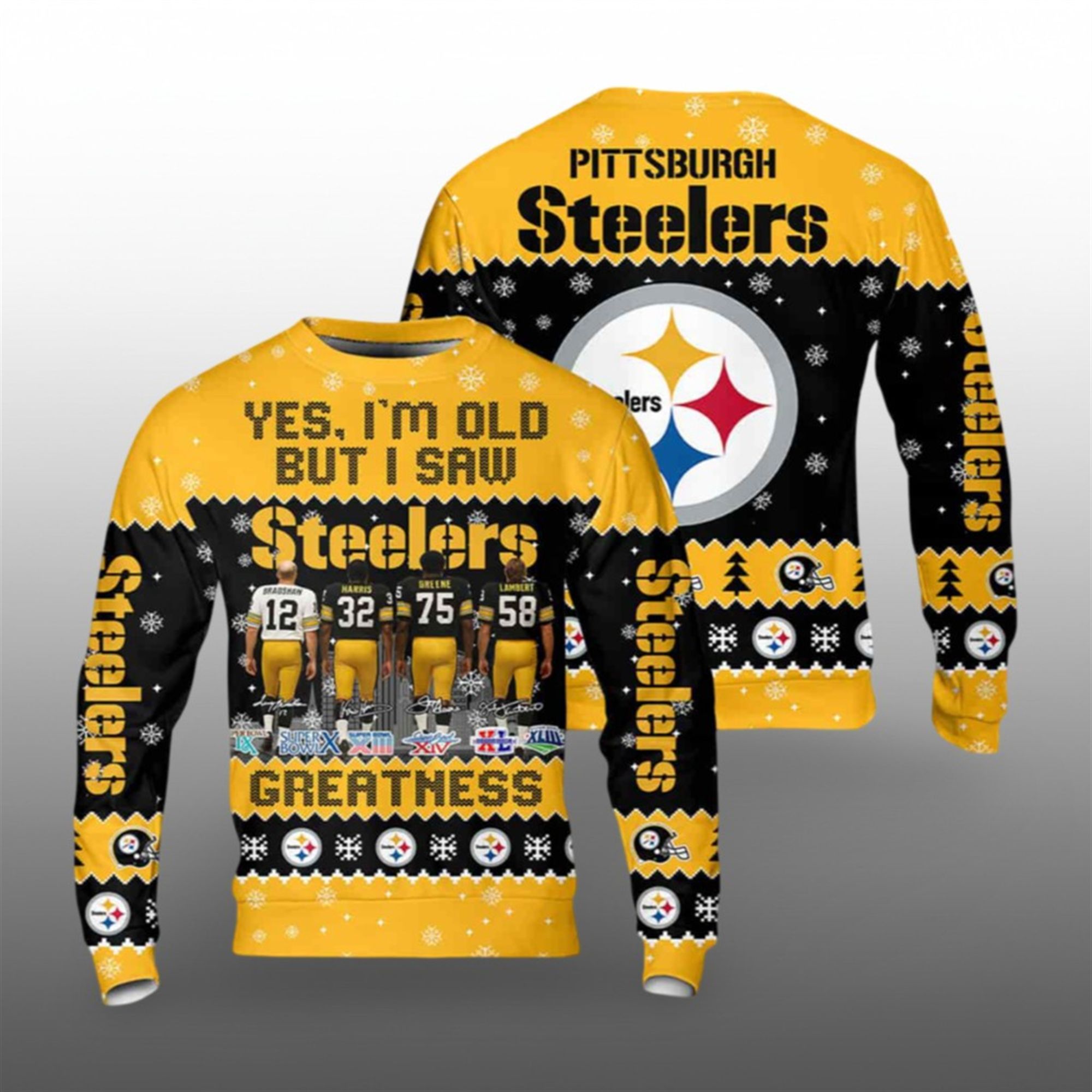 2025 Christmas Yes I Am Old But I Saw Steelers Greatness Ugly Sweater - Grishko.com
