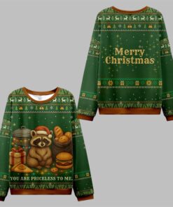 2025 Christmas You Are Priceless Raccoon Ugly Sweater 