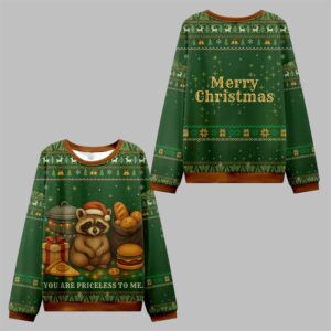 2025 Christmas You Are Priceless Raccoon Ugly Sweater - Grishko.com