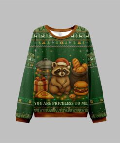 Alternative view of 2025 Christmas You Are Priceless Raccoon Ugly Sweater 