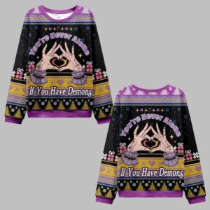 2025 Christmas You're Never Alone If You Have Demons Ugly Christmas Sweater - Grishko.com