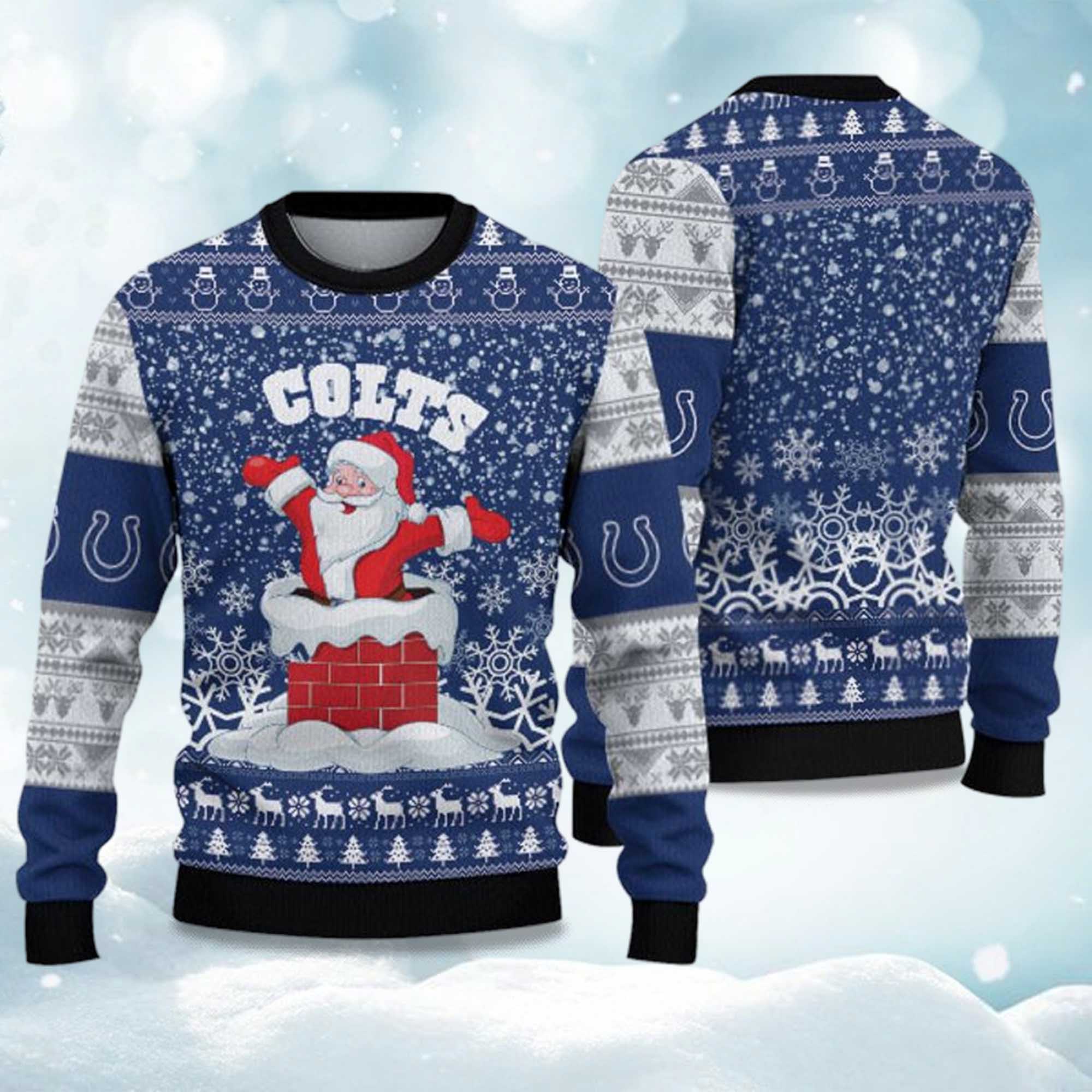 2025 Colts Funny Santa Christmas Ugly Sweater