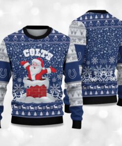 Alternative view of 2025 Colts Funny Santa Christmas Ugly Sweater