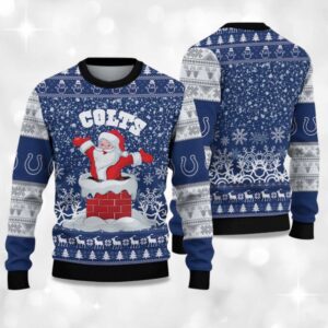 Alternative view of 2025 Colts Funny Santa Christmas Ugly Sweater