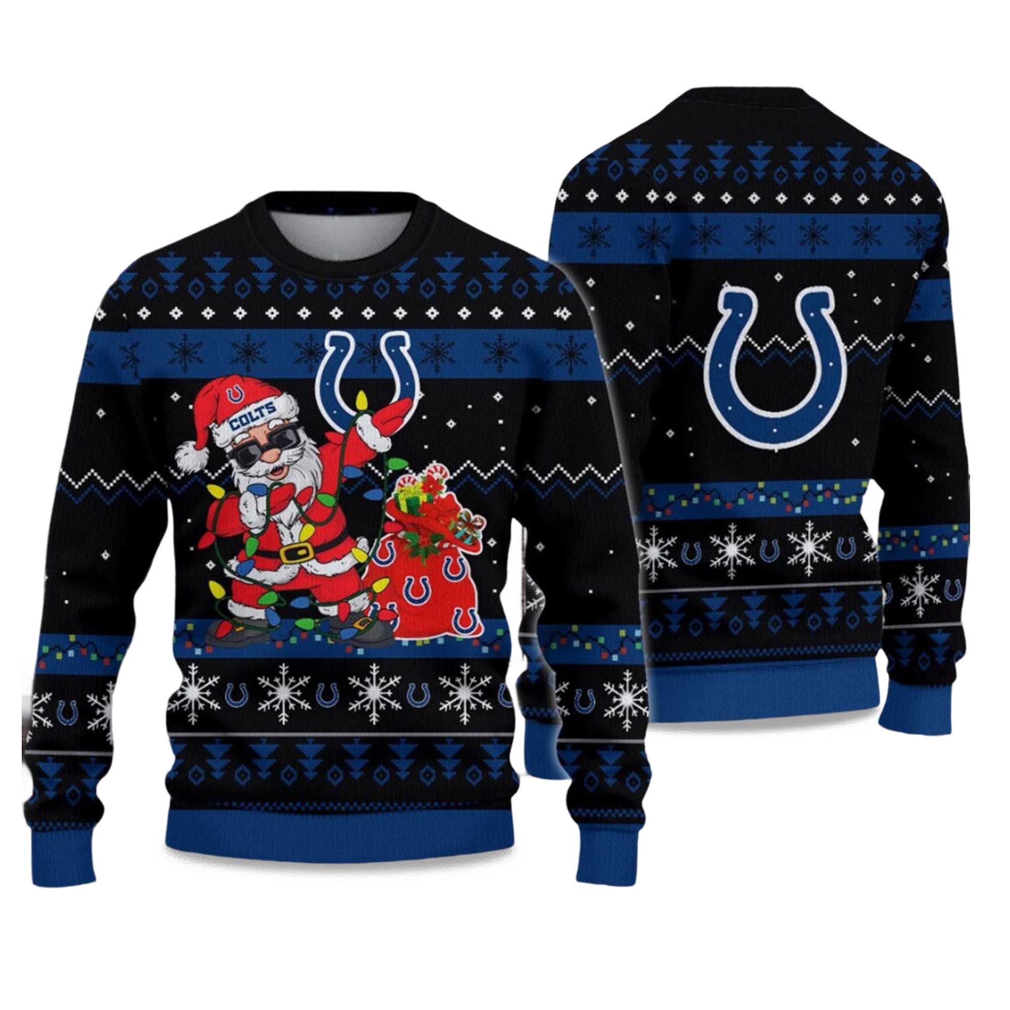2025 Colts Santa Claus Ugly Christmas Sweater