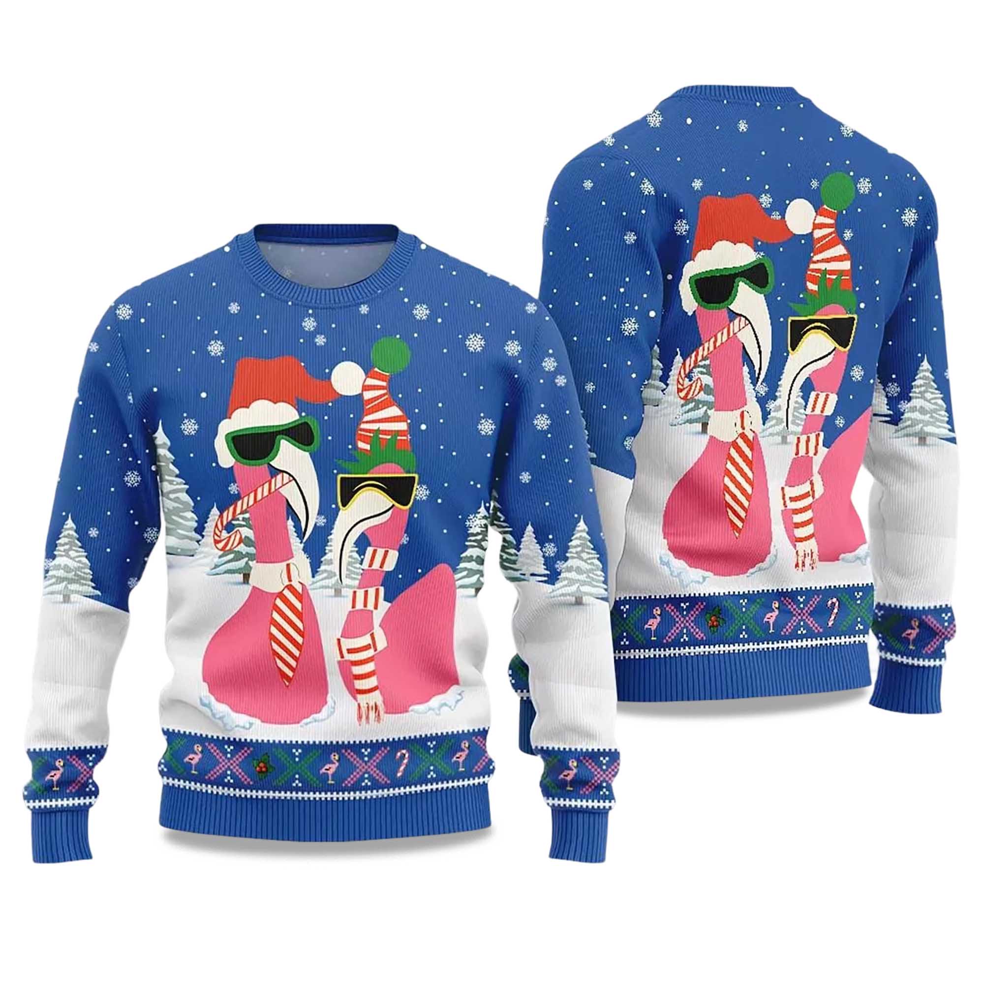 2025 Cool Flamingo Ugly Christmas Sweater - Image 5