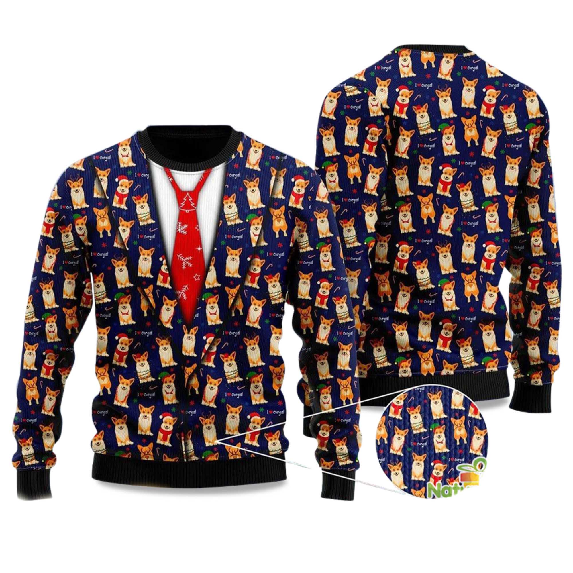 2025 Corgis Christmas Pattern Vest Style Ugly Christmas Sweater