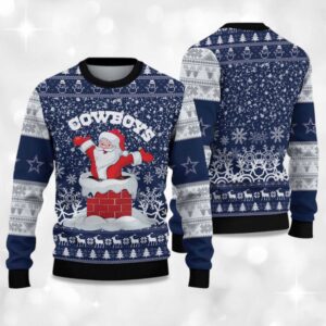 Alternative view of 2025 Cowboys Funny Santa Christmas Ugly Sweater