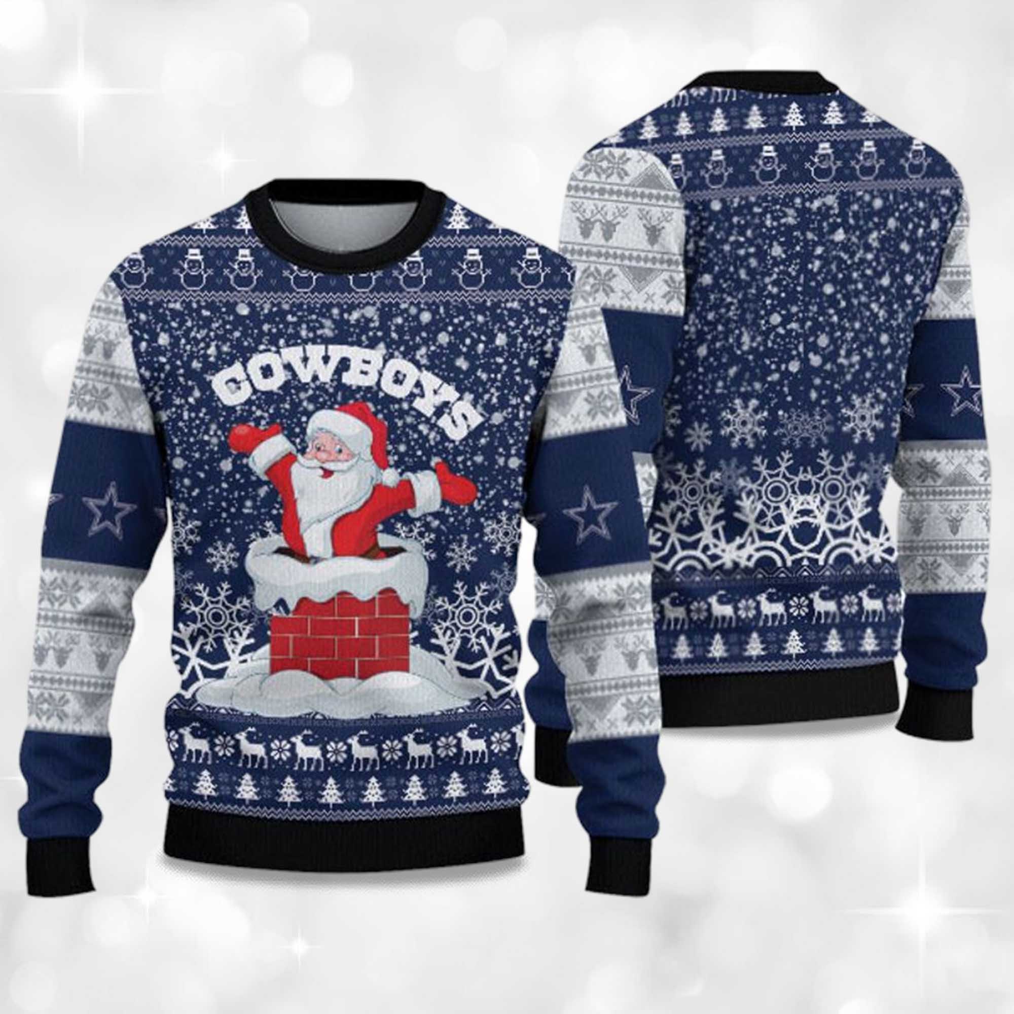 Alternative view of 2025 Cowboys Funny Santa Christmas Ugly Sweater