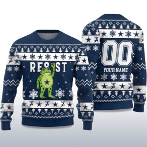 Alternative view of 2025 Cowboys Portland Frog Resist Ugly Christmas Sweater