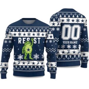 2025 Cowboys Portland Frog Resist Ugly Christmas Sweater