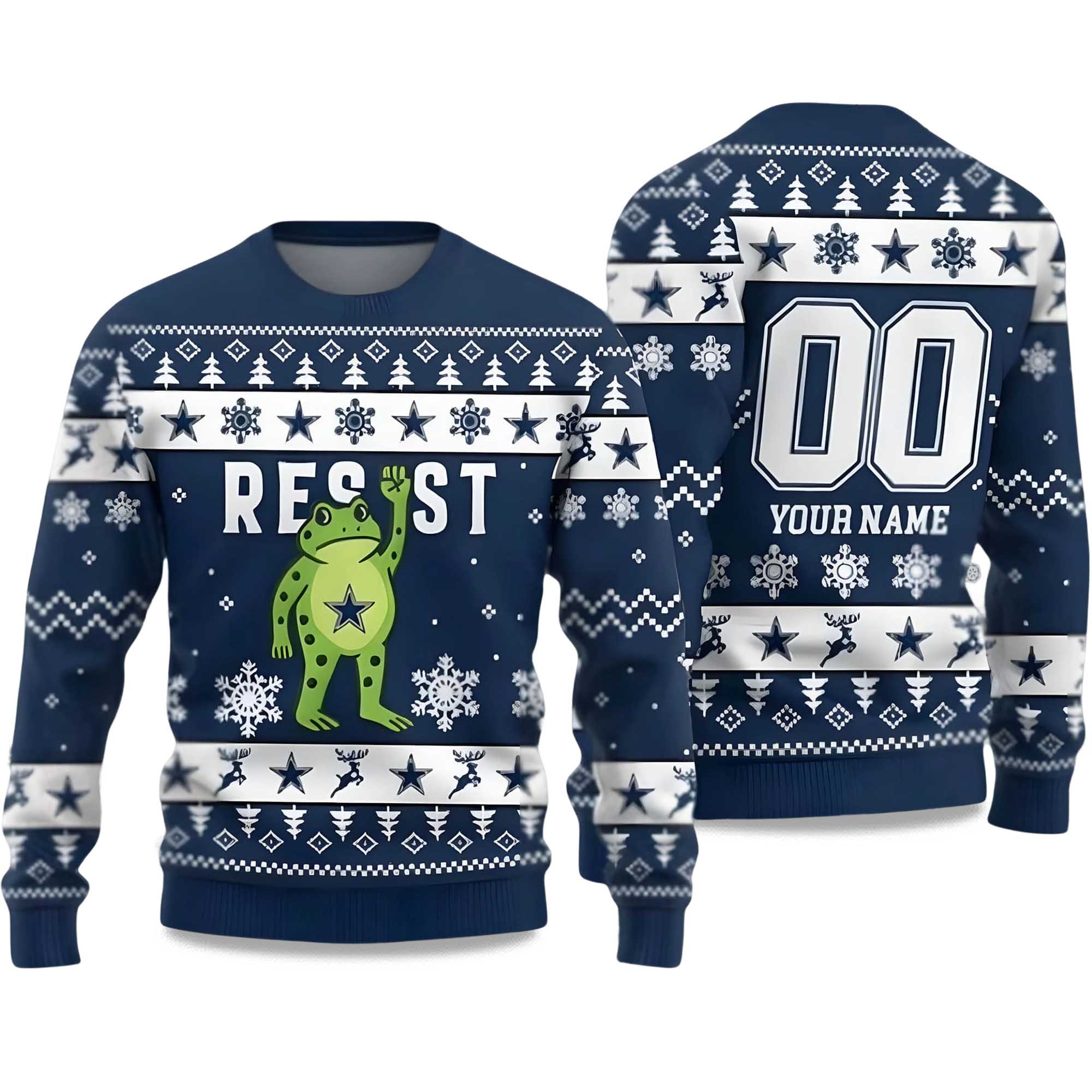 2025 Cowboys Portland Frog Resist Ugly Christmas Sweater