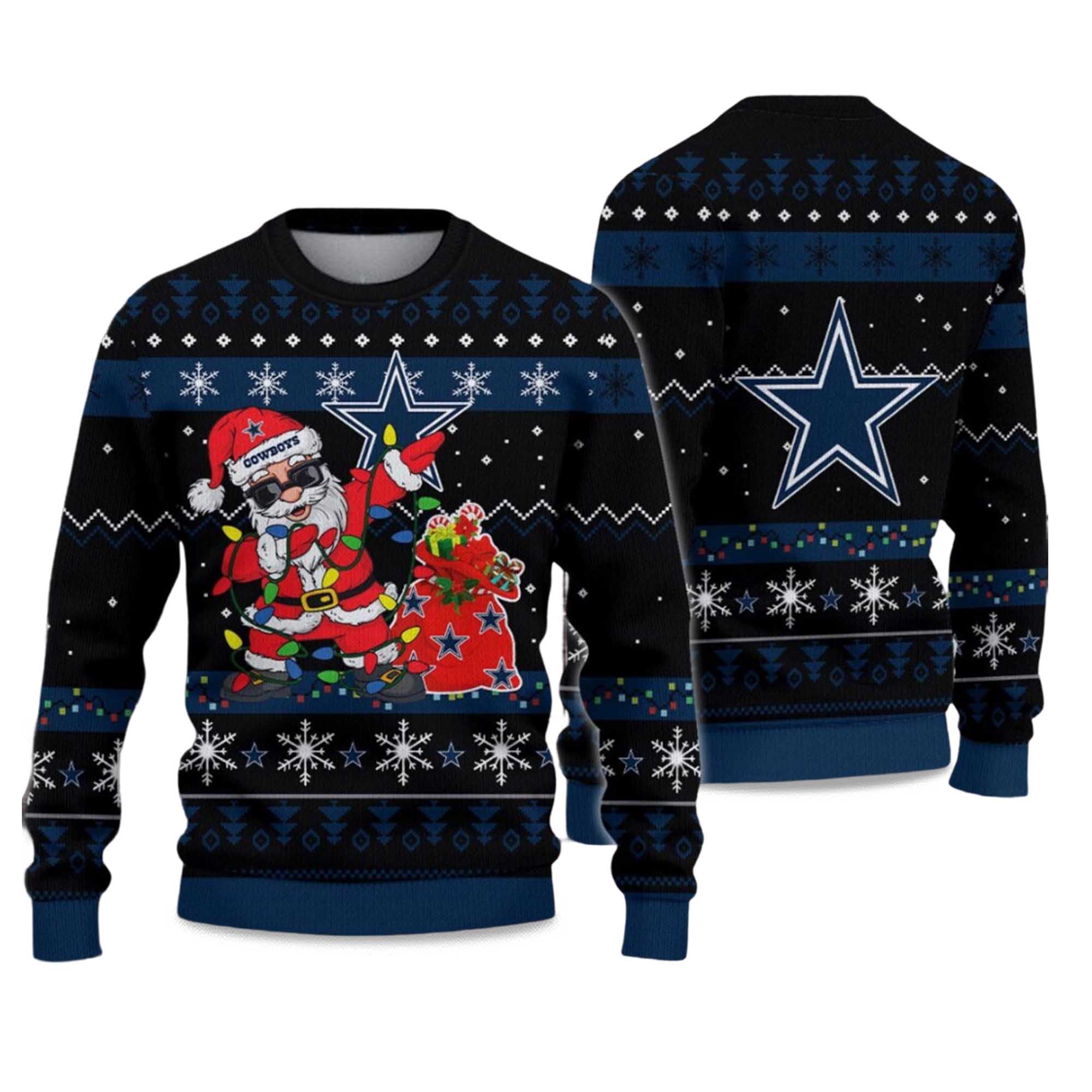 2025 Cowboys Santa Claus Ugly Christmas Sweater