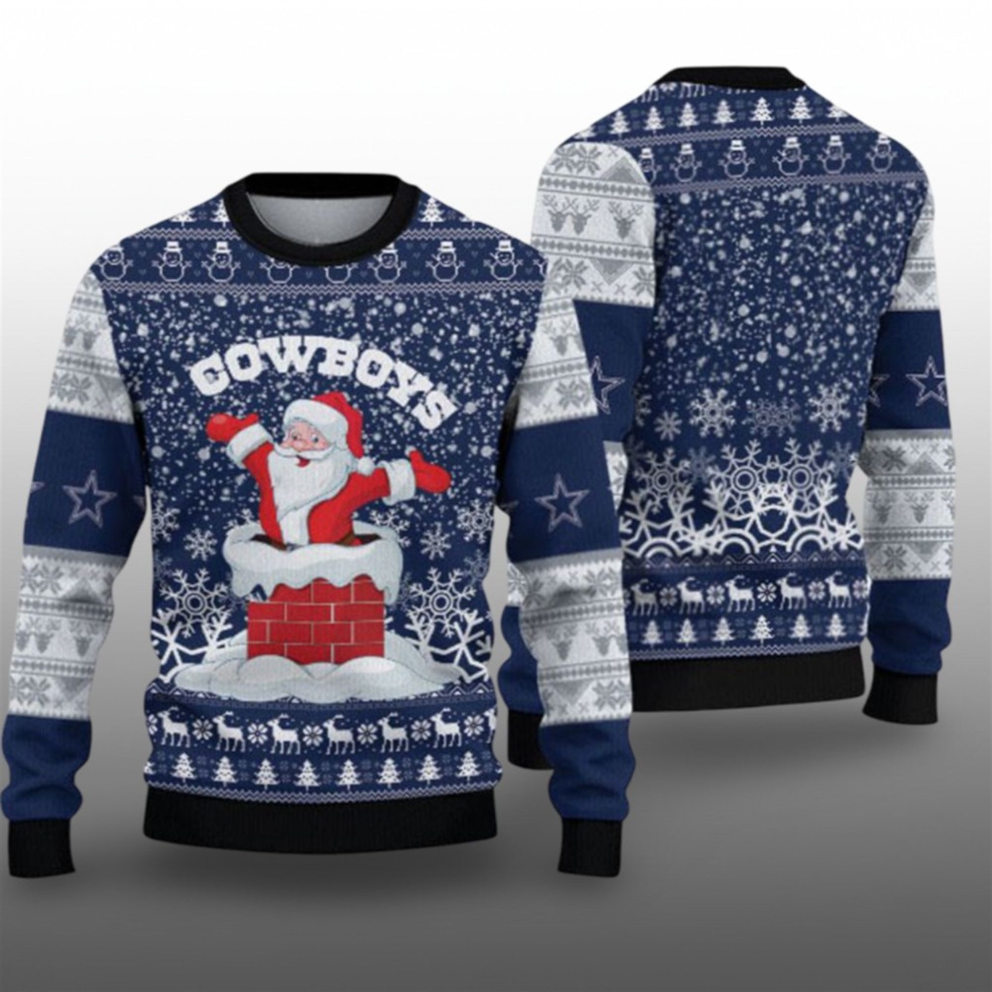 2025 Cowboys Santa Ugly Christmas Sweater - Grishko.com