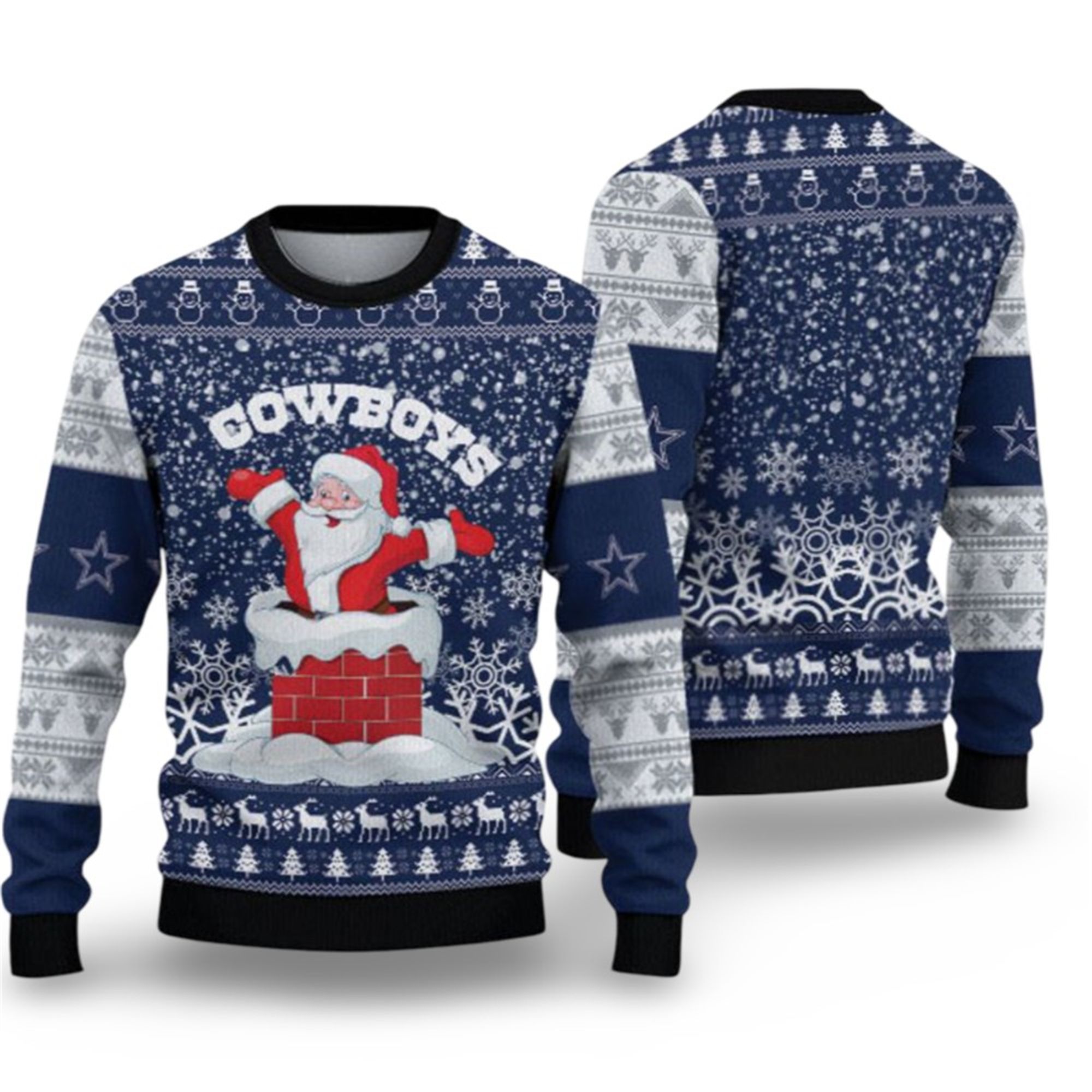Alternative view of 2025 Cowboys Santa Ugly Christmas Sweater - Grishko.com