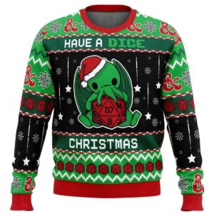 2025 Cthulhu Have A Dice Dungeons & Dragons Ugly Christmas Sweater