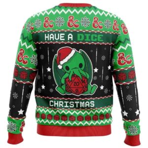 Alternative view of 2025 Cthulhu Have A Dice Dungeons & Dragons Ugly Christmas Sweater