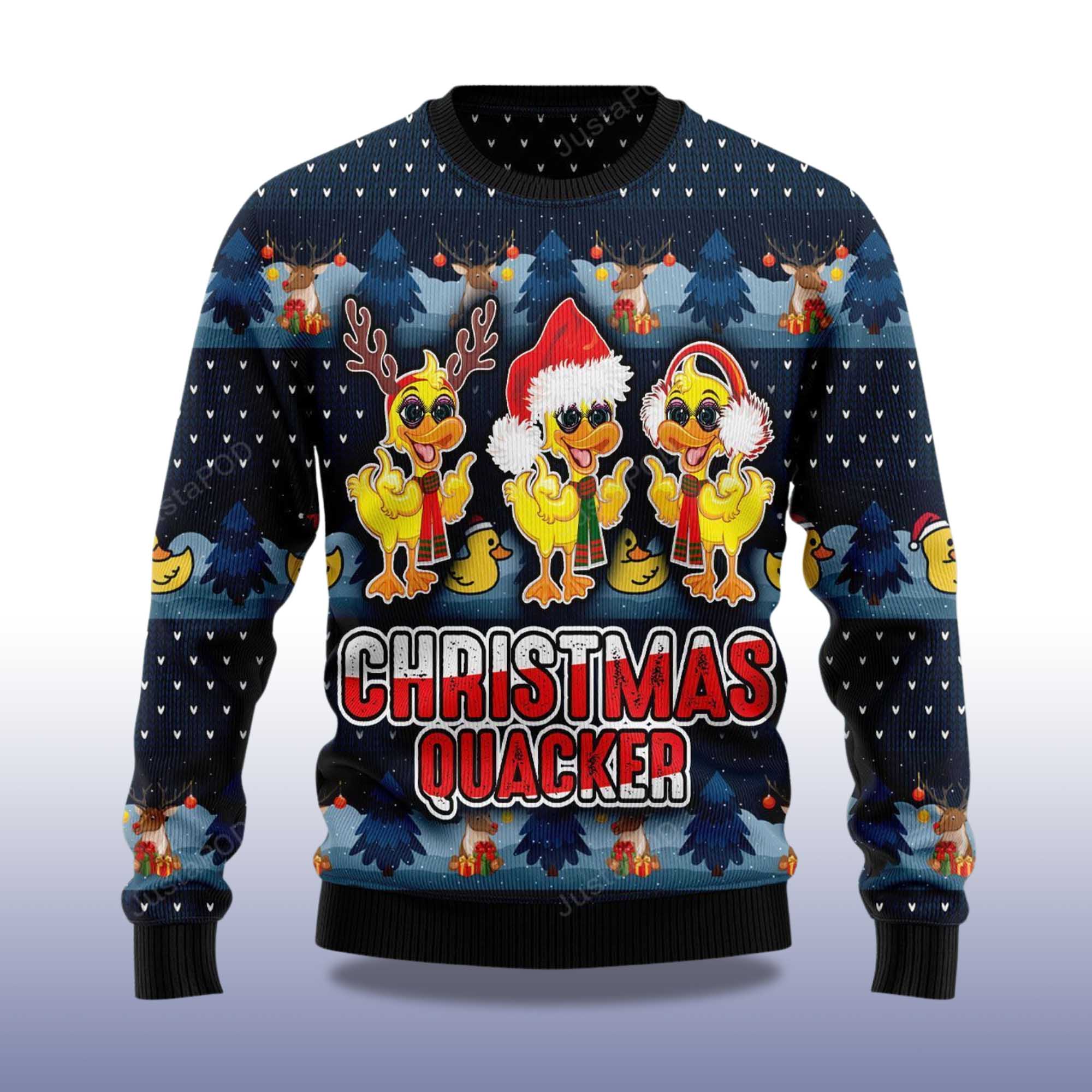 Alternative view of 2025 Cute Duck Quacker Christmas Ugly Sweater